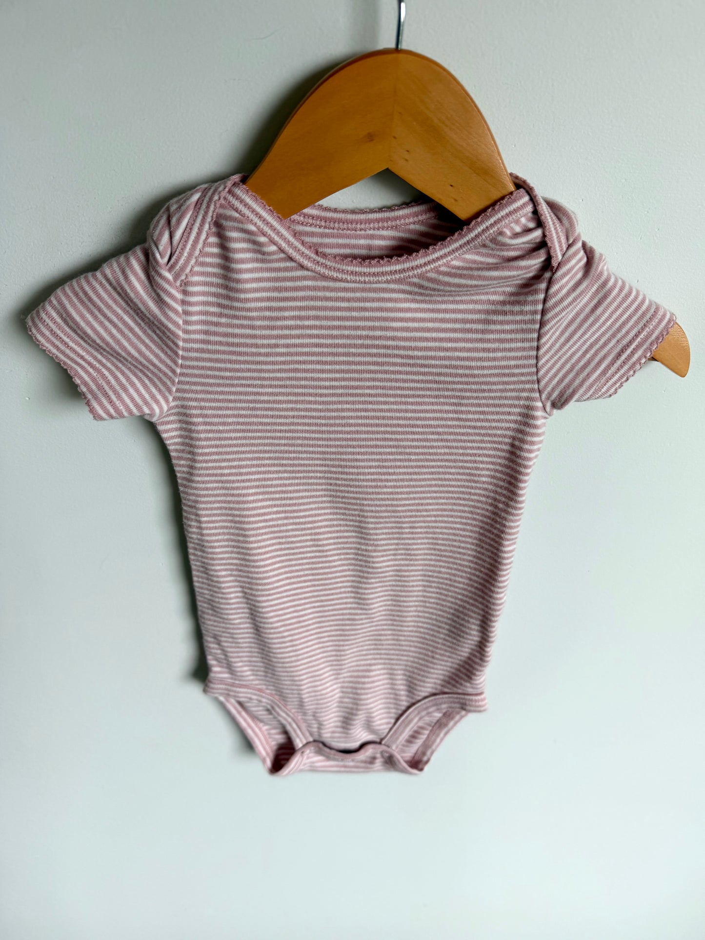 Blush White Striped Bodysuit / 12m