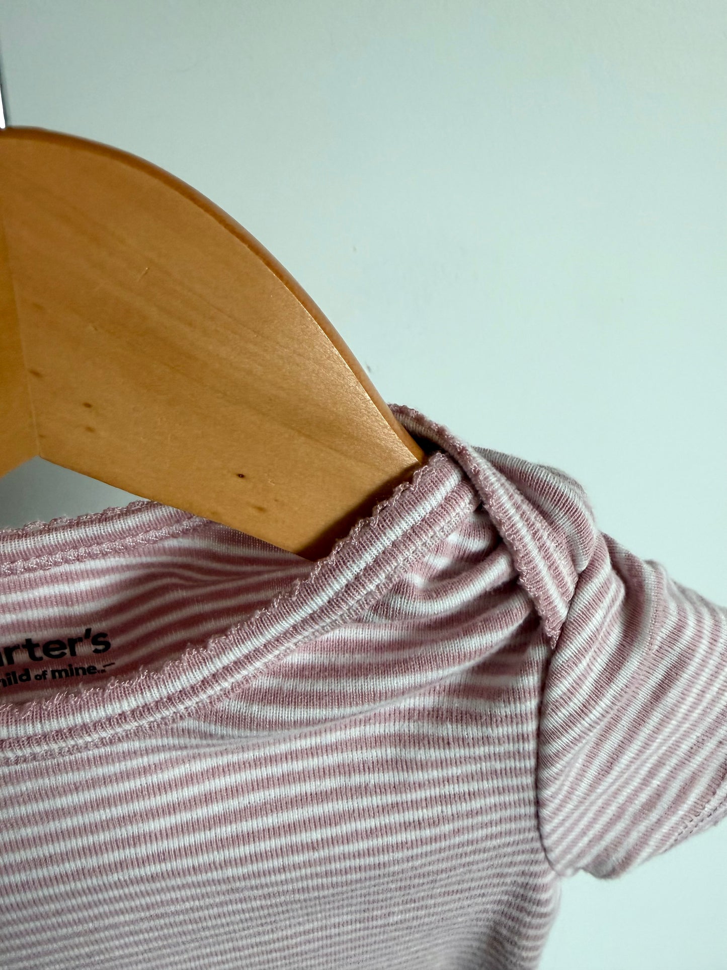Blush White Striped Bodysuit / 12m