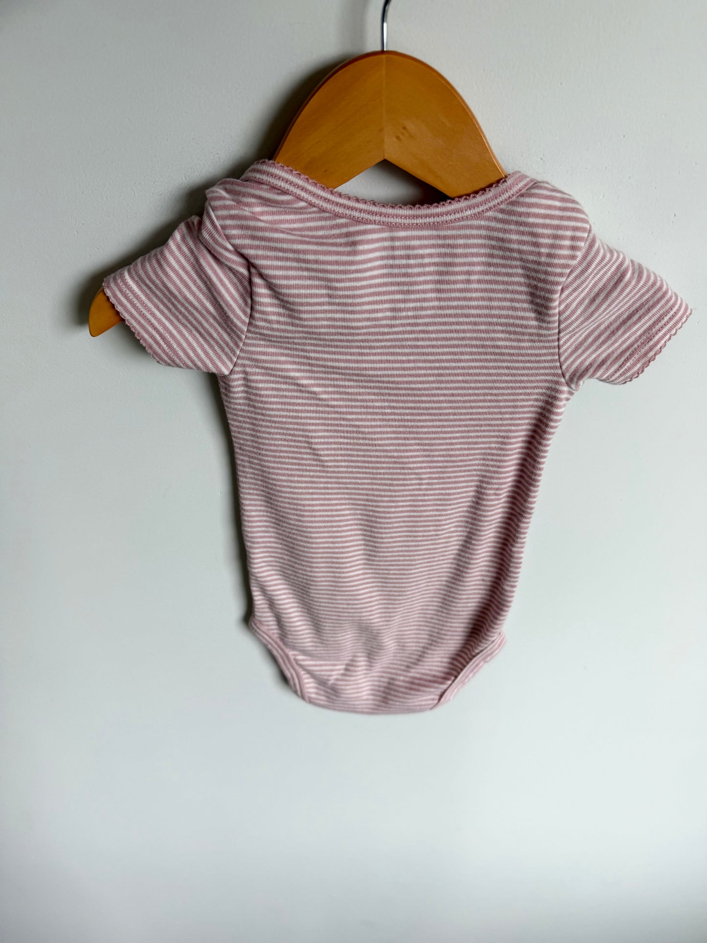 Blush White Striped Bodysuit / 12m