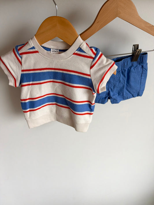 Striped Knit T-shirt + Shorts Set / 3m