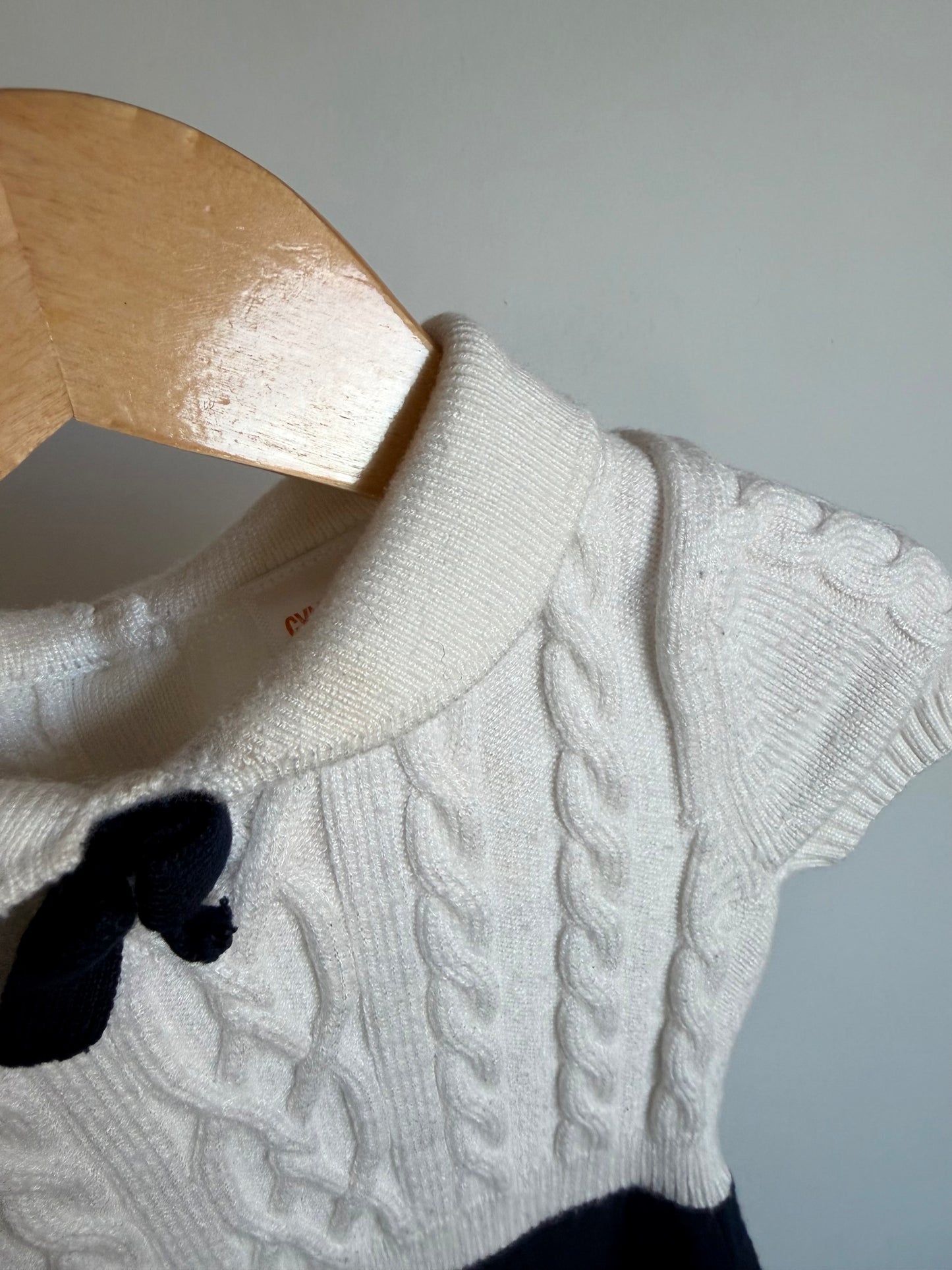 White + Navy Cable Knit Dress / 2T