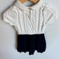 White + Navy Cable Knit Dress / 2T