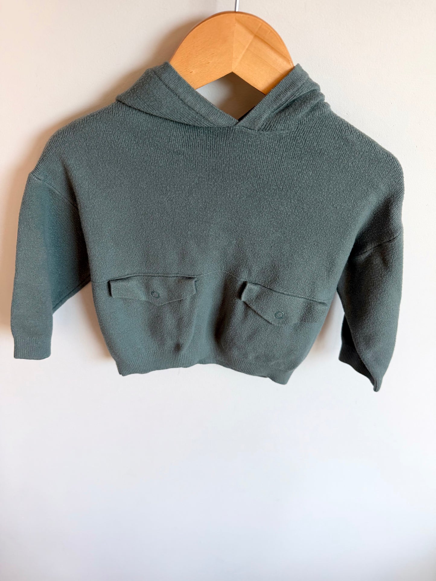 Zara Sage Knit Hooded Sweater / 18-24m