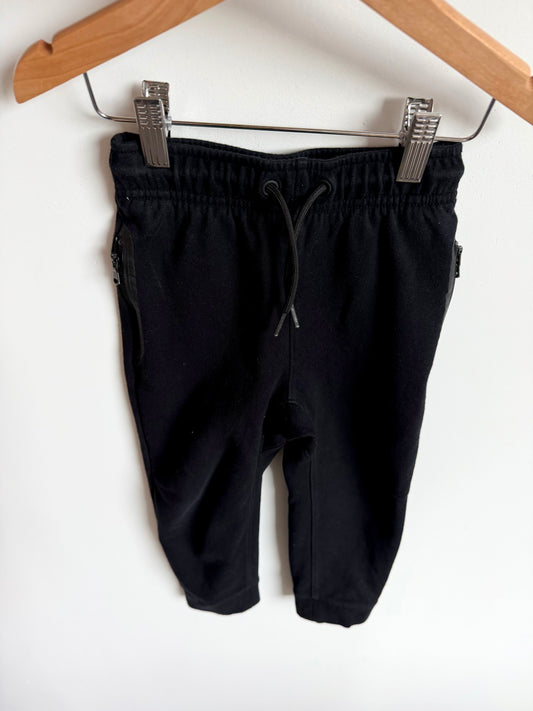 Black Tapered Pocket Zipper Sweat Pants / 2T