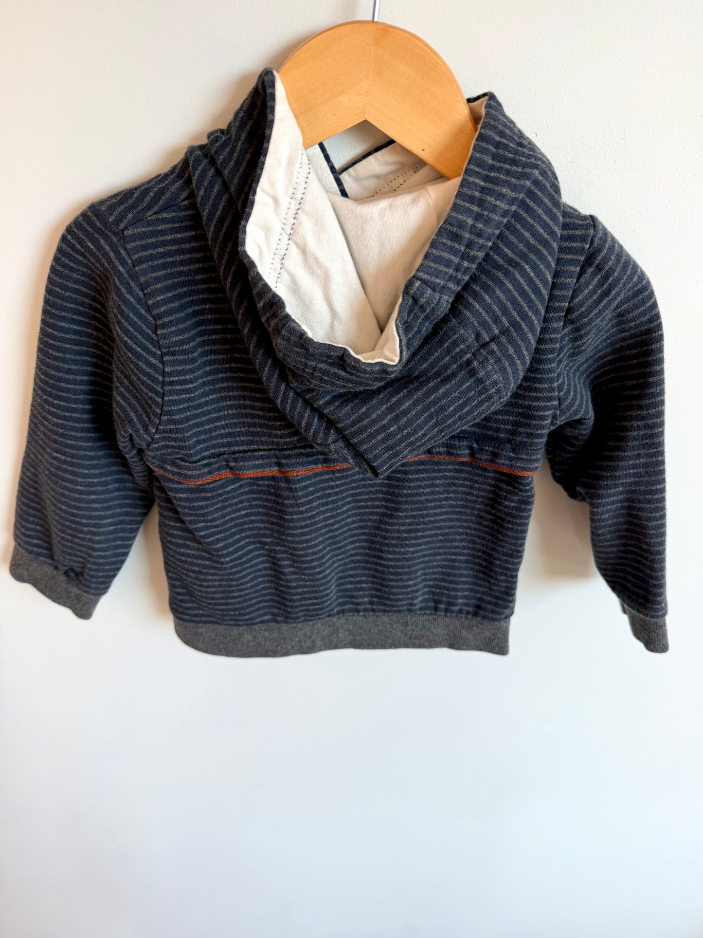 Striped Grey Hoodie / 18-24m