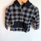 Grey + Black Checkered Zip Hoodie / 2T