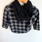 Grey + Black Checkered Zip Hoodie / 2T