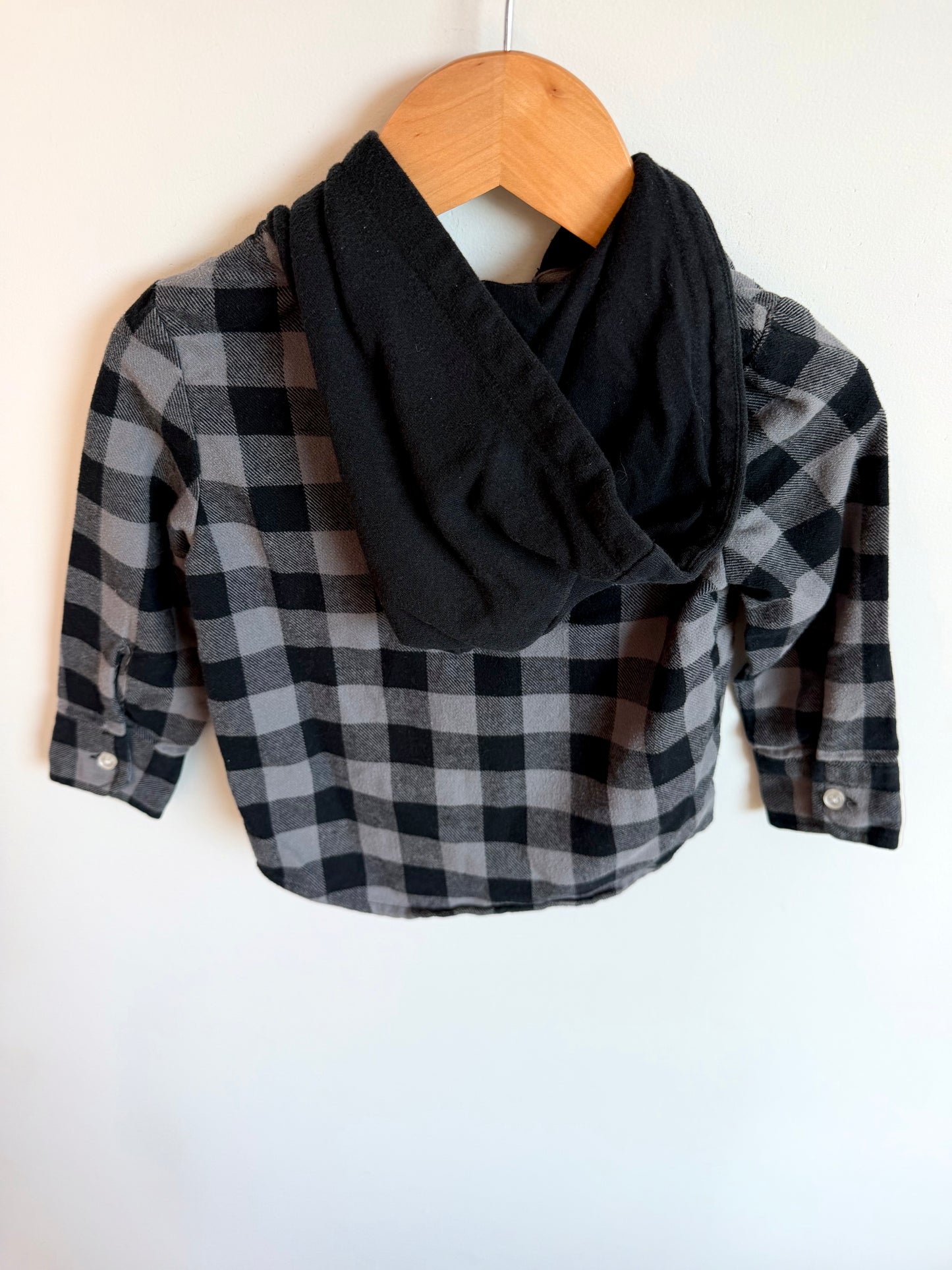 Grey + Black Checkered Zip Hoodie / 2T