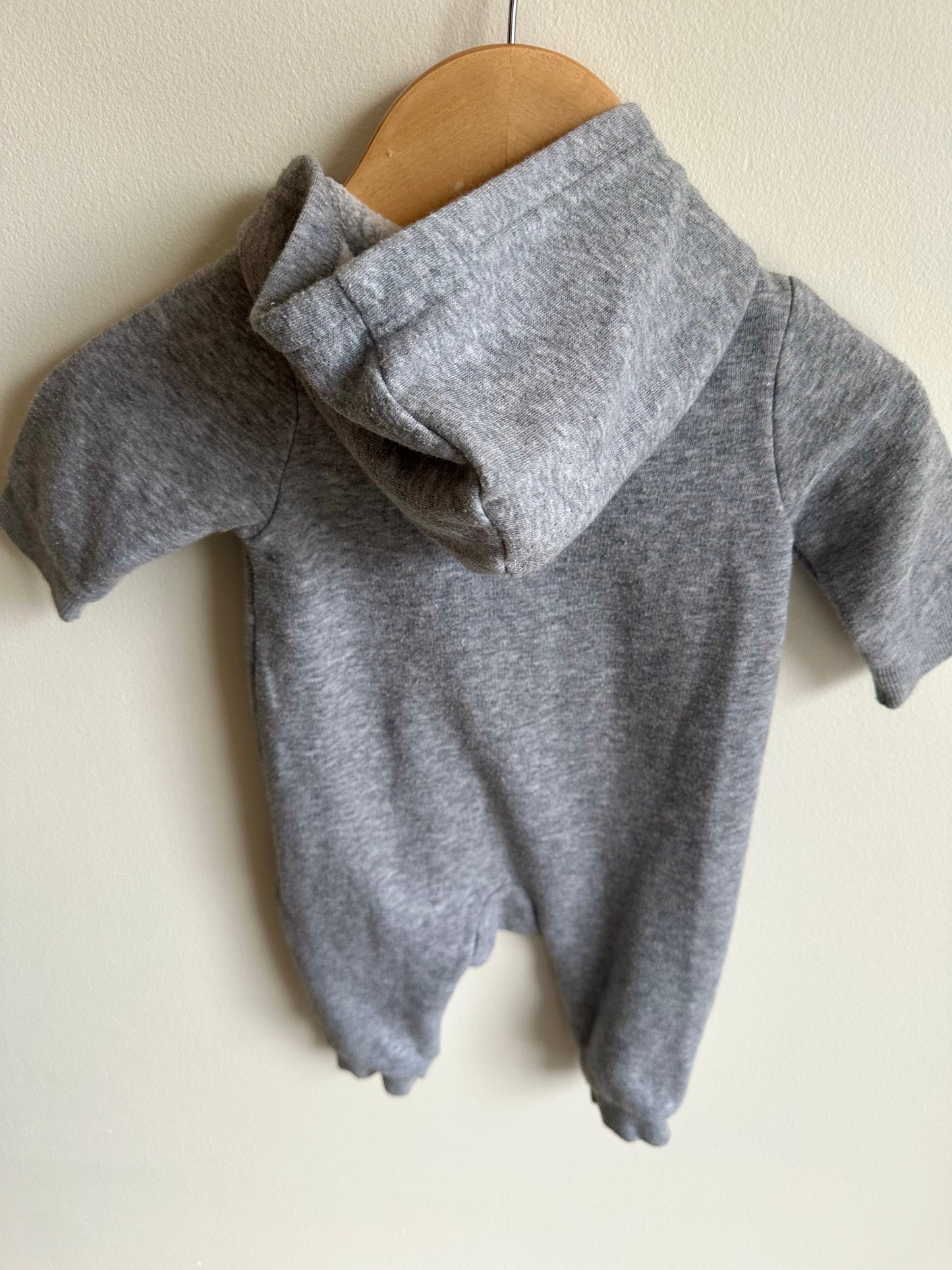 Dino Grey Hood Jumpsuit / 0-3m