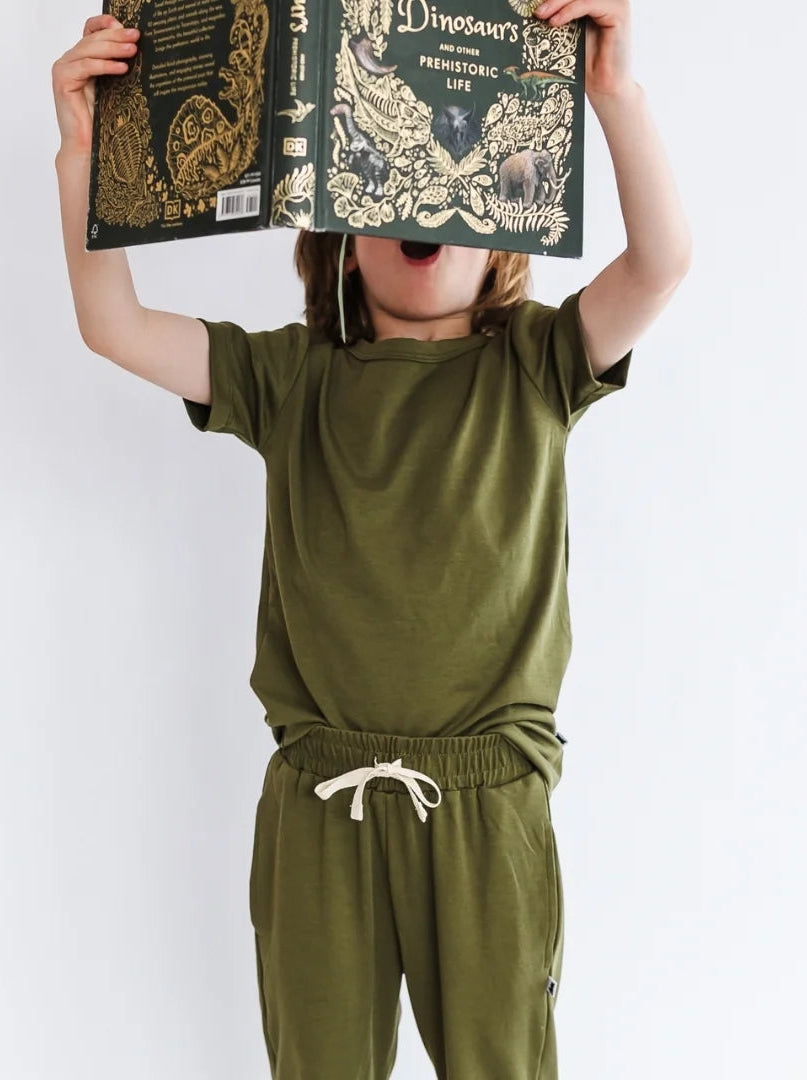 Little & Lively Bamboo Olive T-Shirt made in Canada