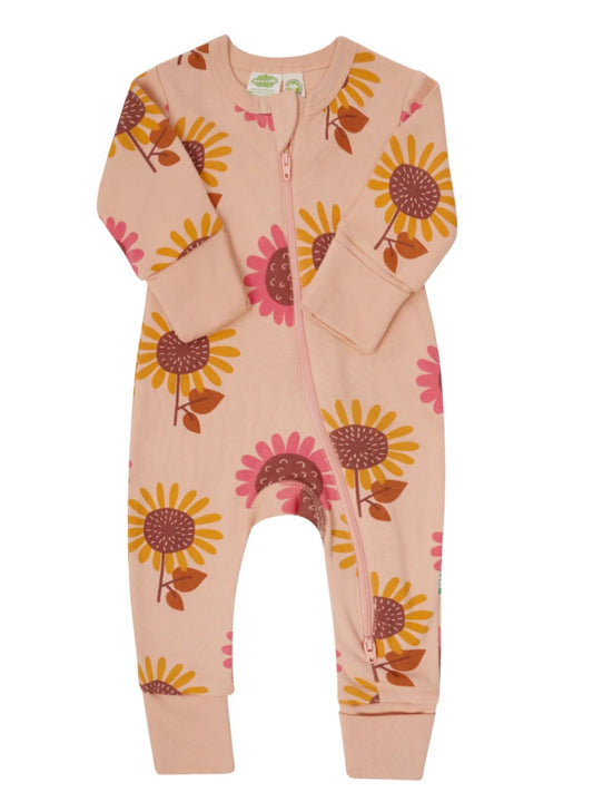 Organic Long Sleeve Sunflower Sleeper (New Retail Item)/ 12-18m