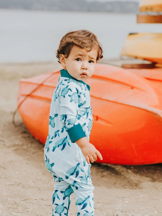 Full Zip Sunsuit - Turtles (New Retail Item) / 12-18m