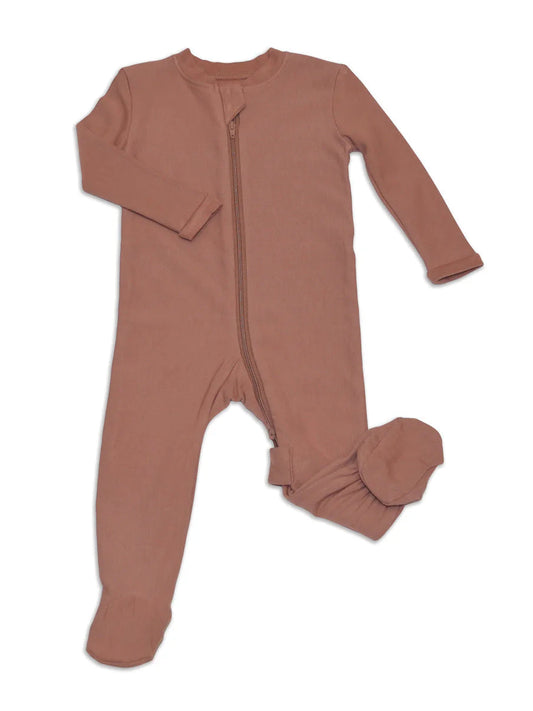 Chocolate Bamboo Fleece Footie W/2 Way Zipper (New Retail Item) / 12-18m