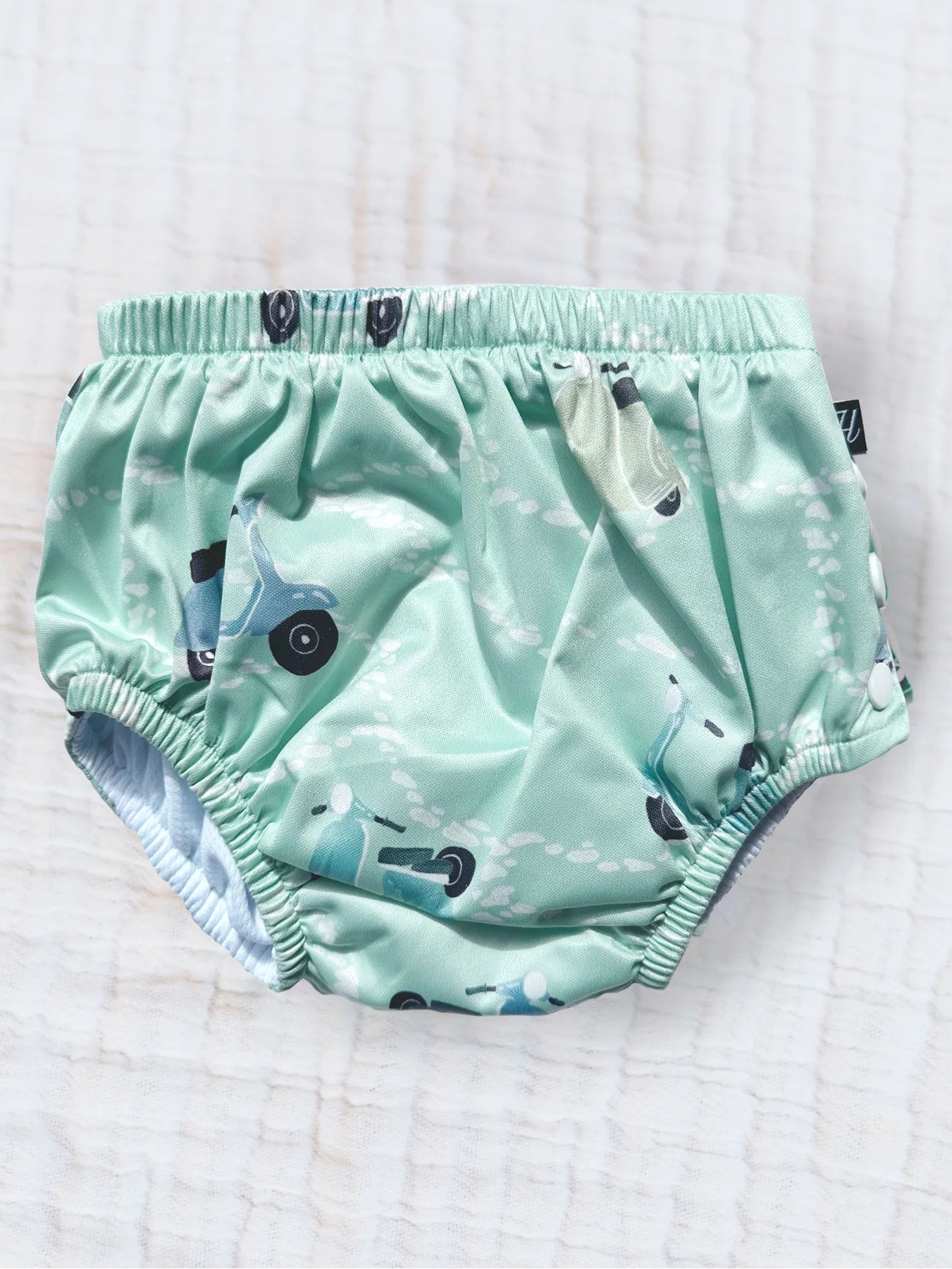Honeysuckle Teal Scooter Swim Diaper (New Retail Item) / Small (7-18lbs)