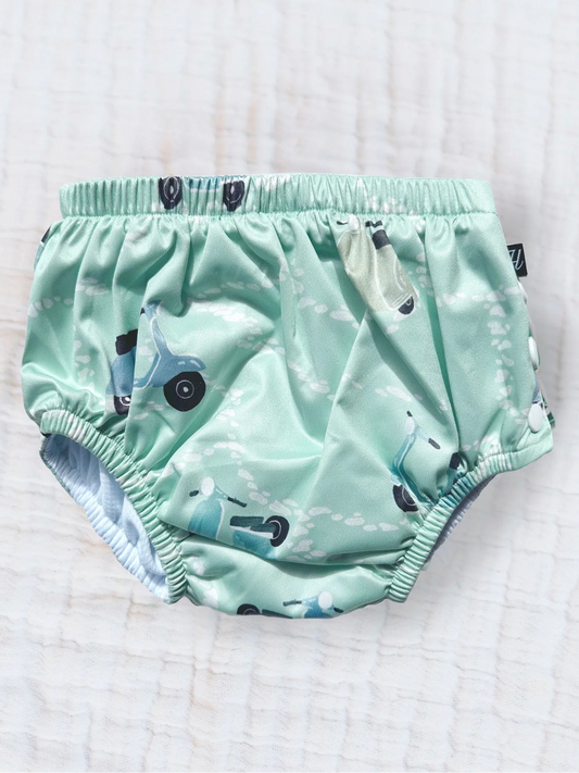 Honeysuckle Teal Scooter Swim Diaper (New Retail Item) / Small (7-18lbs)