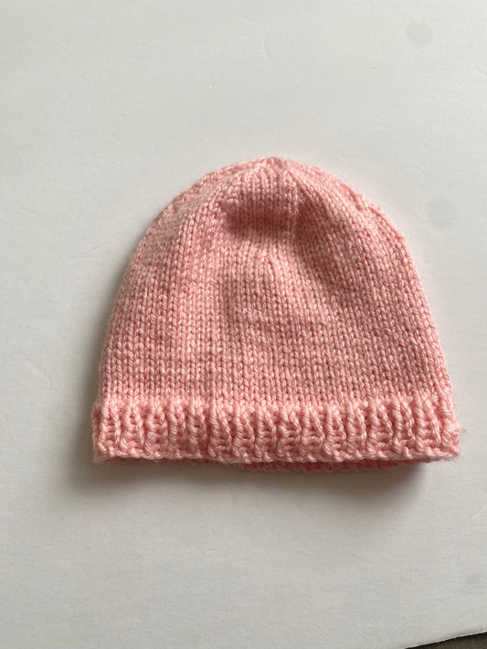 Pink Knitted Toque / 6-12m
