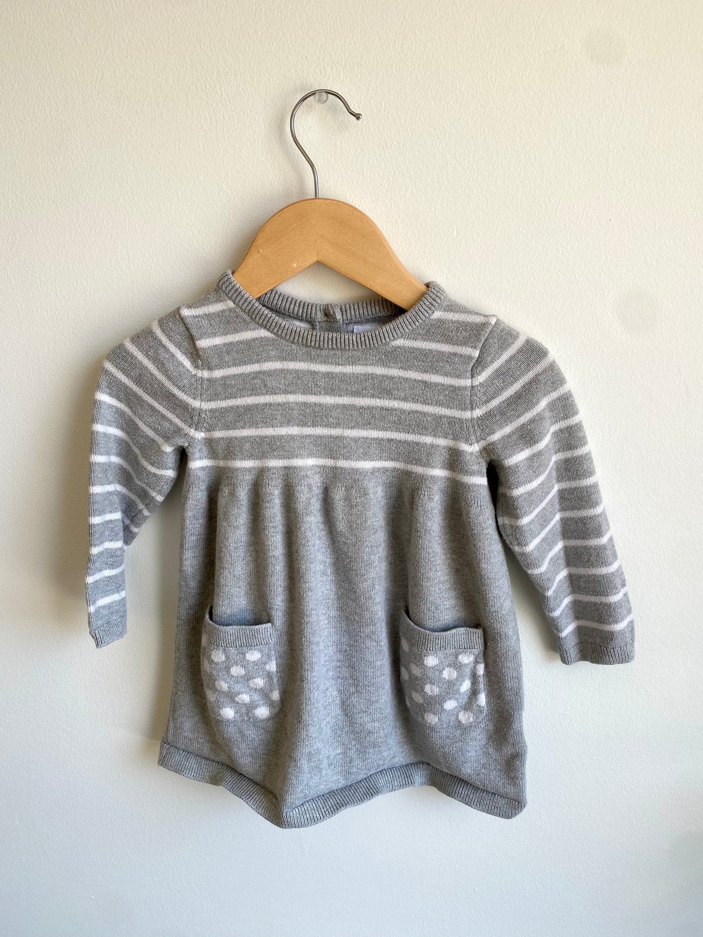 Grey Striped Sweater Dress / 18-24m
