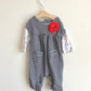 Striped Jumpsuit with Red Flower / 0-3m