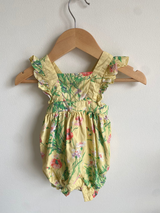 Yellow Floral Romper  / 0-3m