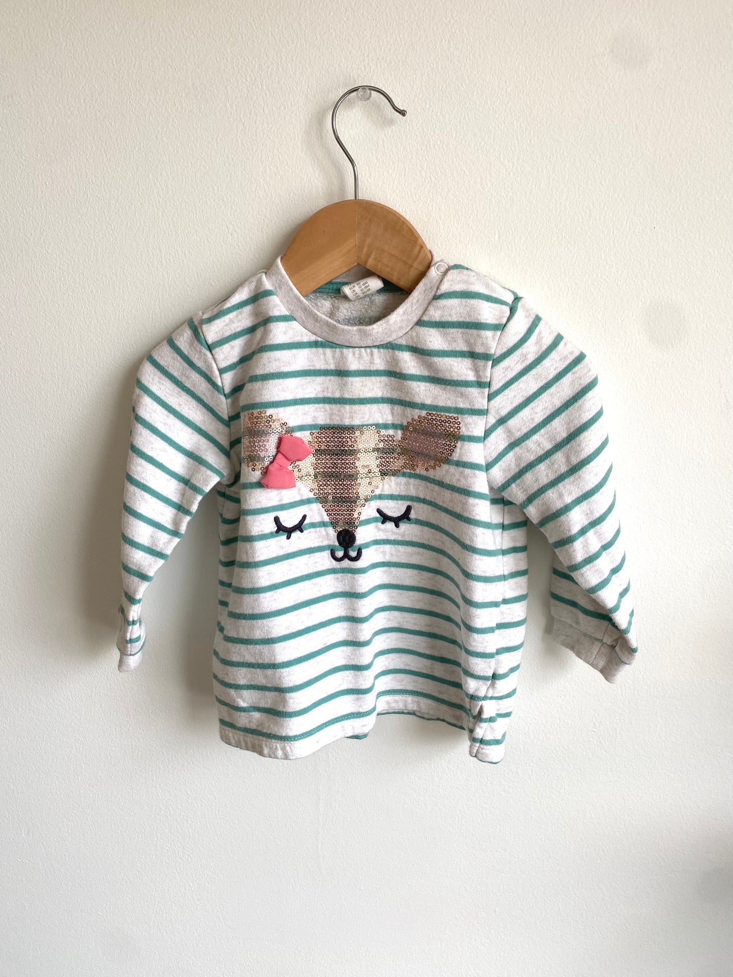 Striped Animal with Bow Sweater / 12-18m