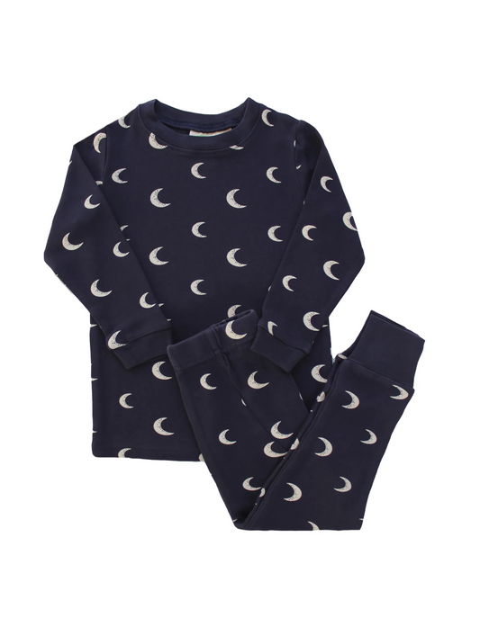 Organic Long Sleeve Moons PJ Set (New Retail Item)/ 2T