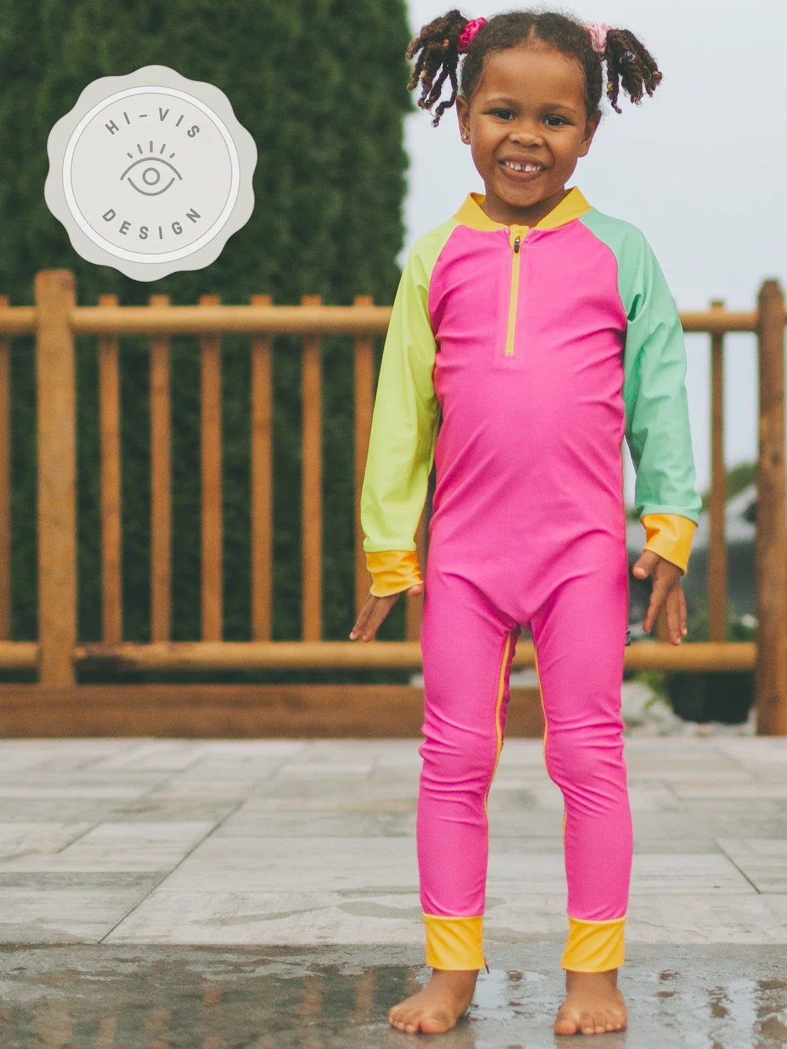 Full Zip Sunsuit - Pink Colour block (New Retail Item) / 3T