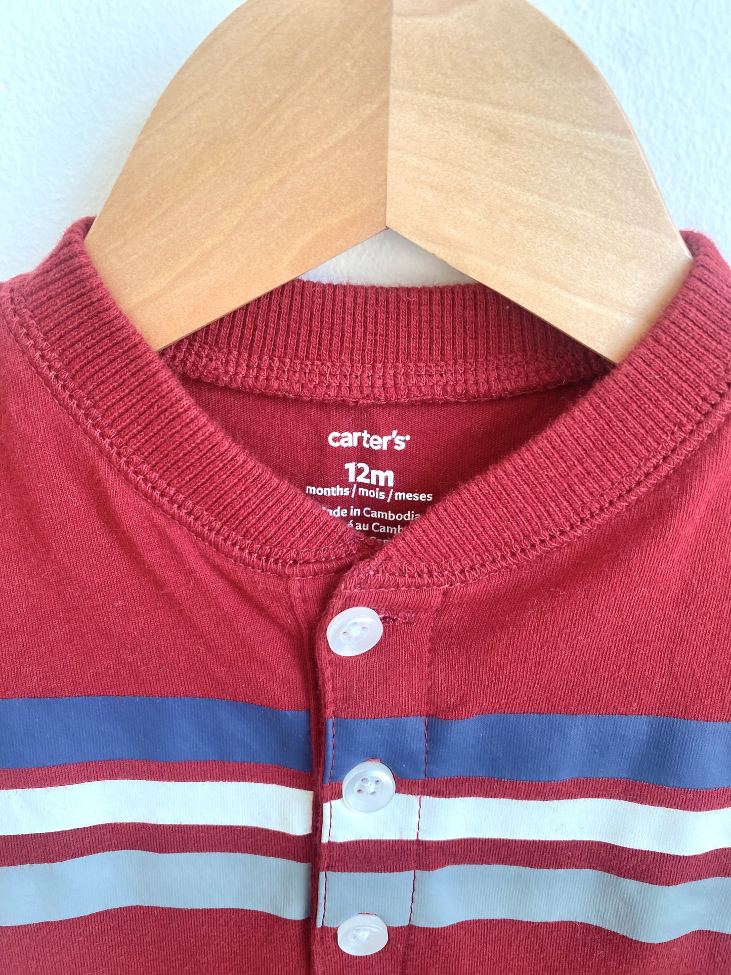 Red with Stripes Romper / 12m
