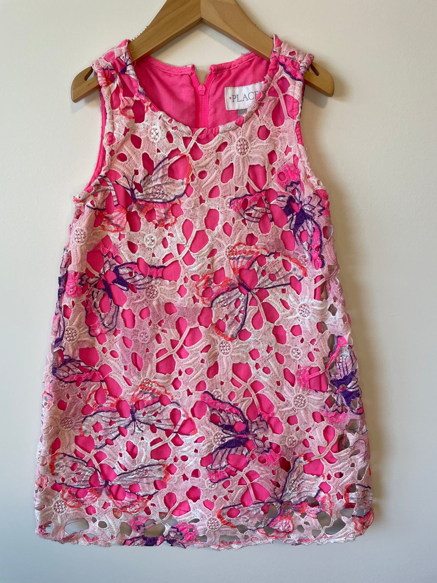 Pink Butterfly Lace Dress / 4T
