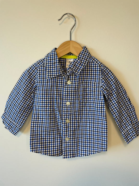 Blue Plaid Dress Shirt / 6m