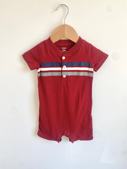 Red with Stripes Romper / 12m