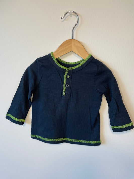 Simple Blue Long Sleeve Top/ 3-6m